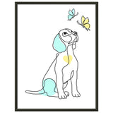 Whimsical Paws - Puppy Line Art with Soft Pastels - 45x60 cm 18x24″ - Metal Framed Posters