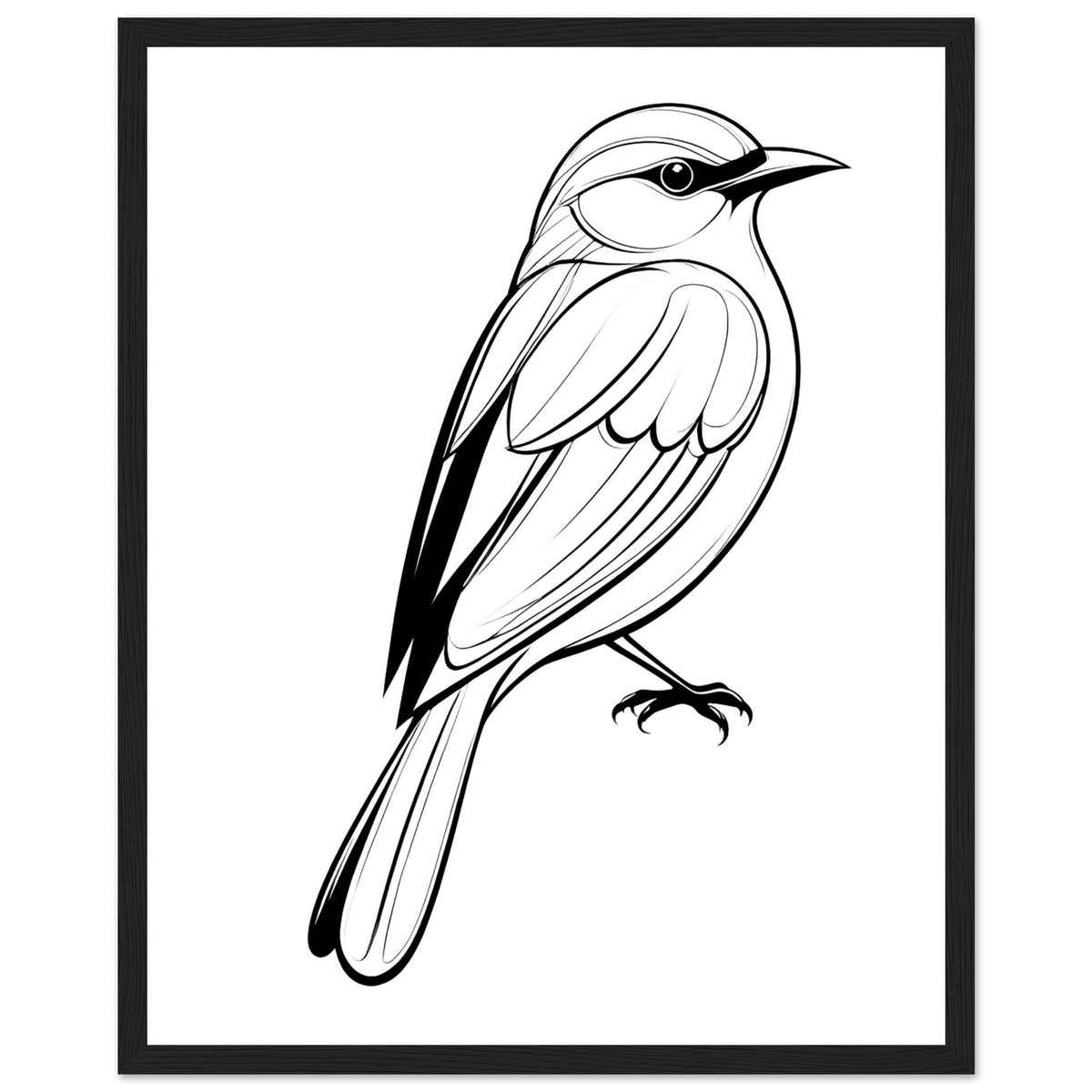 Serenity in Lines - Framed Bird Poster - 40x50 cm 16x20″ Black frame - Framed Posters