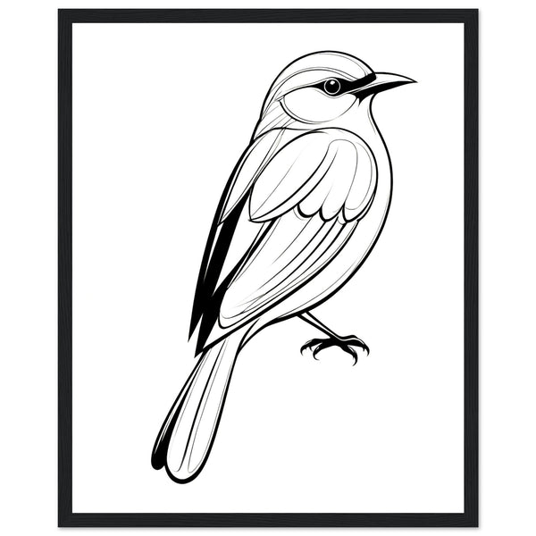 Serenity in Lines - Framed Bird Poster - 40x50 cm 16x20″ Black frame - Framed Posters