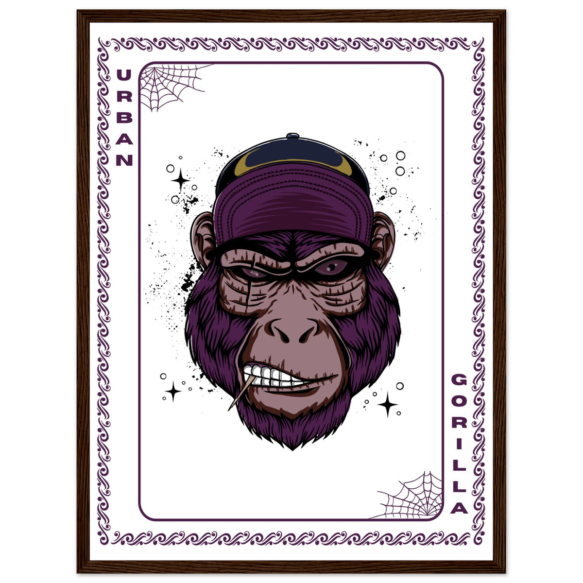 Elevate Your Decor - Steampunk, Funky, and Urban Gorilla Poster Set - 45x60 cm 18x24″ Dark wood frame Urban Gorilla - Wooden Framed Posters