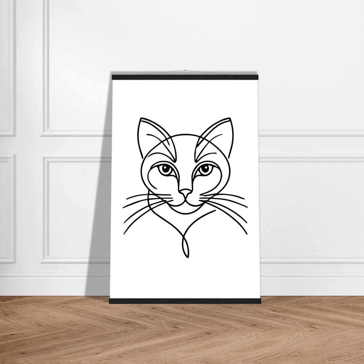 Cat's Gaze - Contemporary Line Art Poster - 60x90 cm 24x36″ Black wall hanger - Posters With Hanger