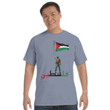 Patriotic Palestinian Statement - washed denim - Crewneck T-shirts