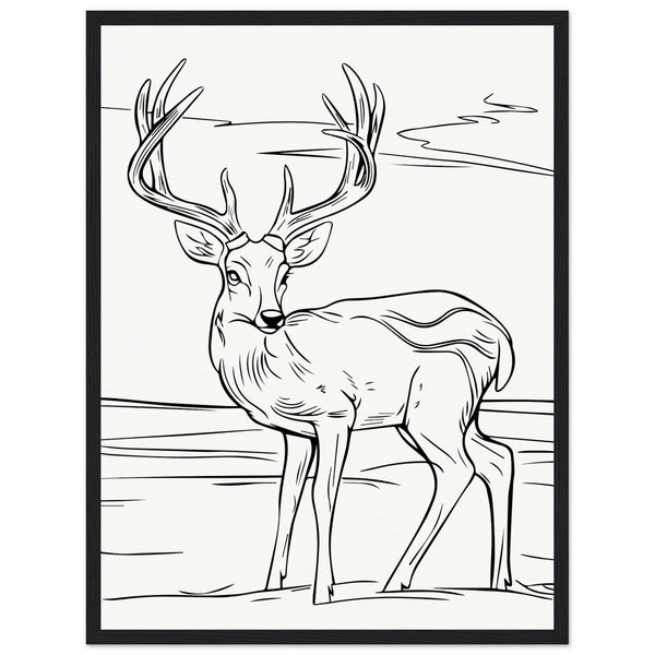 Elegance in Nature - Deer in Line - 45x60 cm 18x24″ Black frame - Wooden Framed Posters