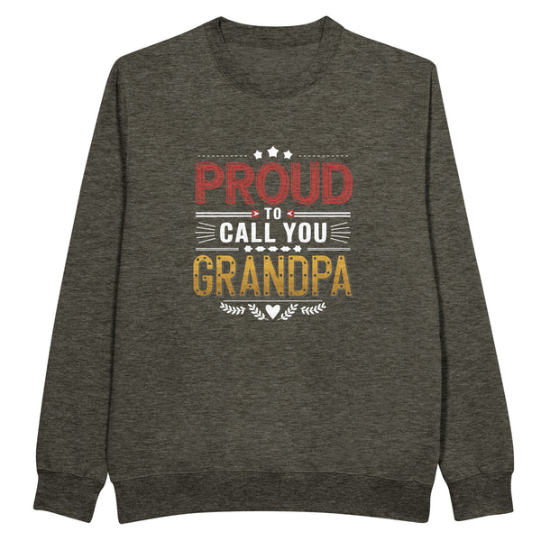 Proud Grandpa Crewneck Sweatshirt – Premium Gift for Him - Charcoal Heather - Sweatshirts