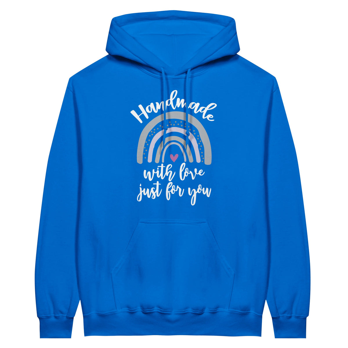 Handmade with Love - Rainbow Text Unisex Hoodie - Royal - Hoodies