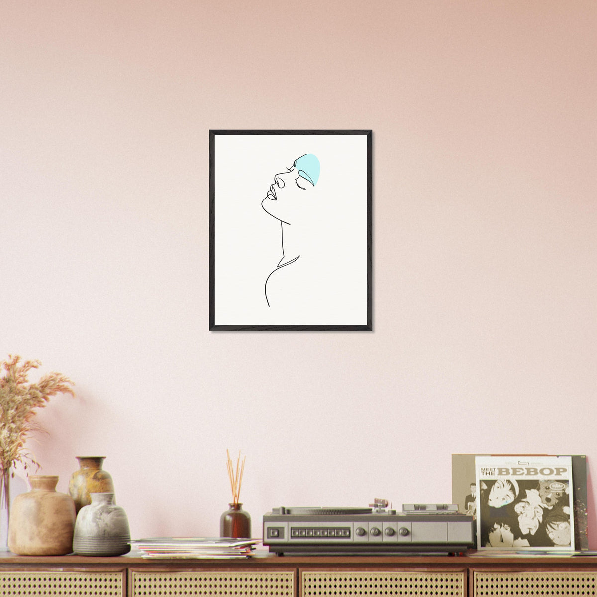 Modern Muse - Abstract Line Art Elegance - 40x50 cm 16x20″ Black frame - Wooden Framed Posters