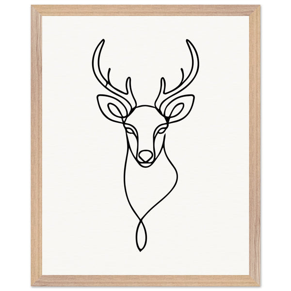 Nature's Outline - Elegant Deer in Wooden Frame - 40x50 cm 16x20″ Wood frame - Wooden Framed Posters