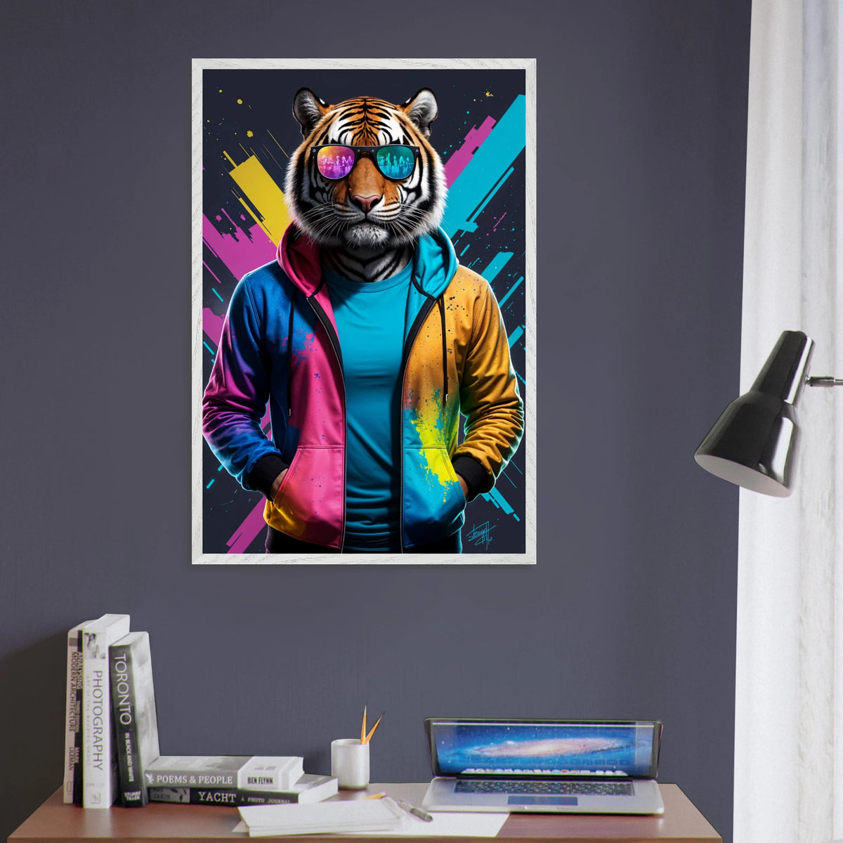 Tiger in Color – Wooden Framed Poster for Him - - Wooden Framed Posters