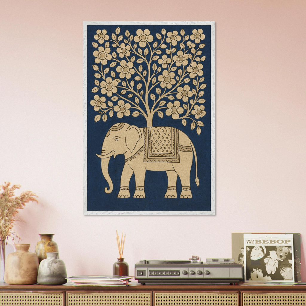 Traditional Elephant Art Print – Heritage Frame Gift - - Wooden Framed Posters