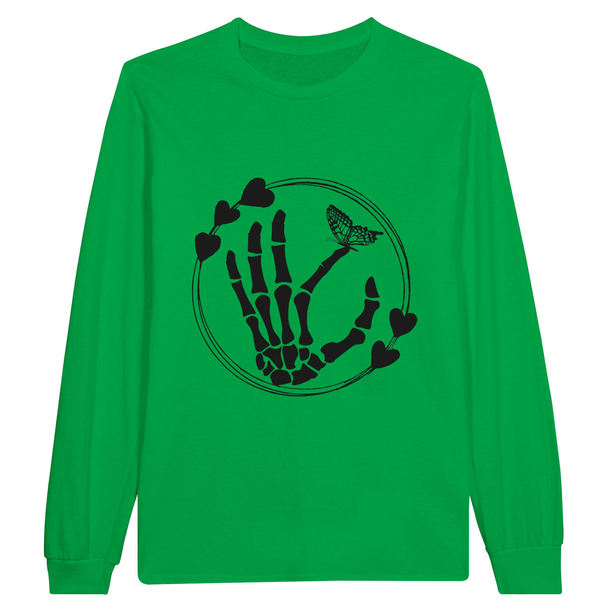 Infinite Love - Skeleton Hand & Butterfly Heart Graphic Tee - Irish Green - Sweatshirt