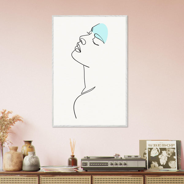 Modern Muse - Abstract Line Art Elegance - 60x90 cm 24x36″ White frame - Wooden Framed Posters