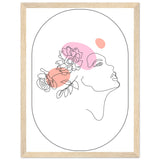 Ethereal Blossom Muse - Framed Line Art Poster - 30x40 cm 12x16″ Wood frame - Wooden Framed Posters