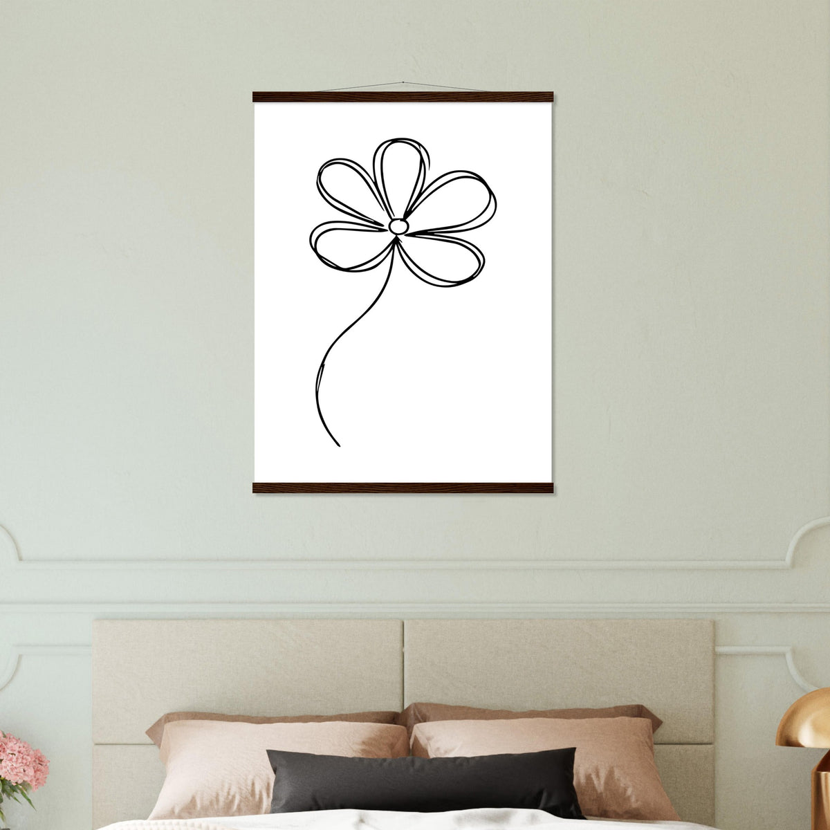 Sophisticated Minimalism - Magnetic Flower Poster - 60x80 cm 24x32″ Dark wood wall hanger - Posters With Hanger