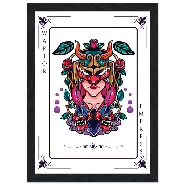 Artistry Unleashed - Warrior, Sacred Bull, and Tiger Spirit - A4 21x29.7 cm 8x12″ Black frame Warior Empress - Wooden Framed Posters