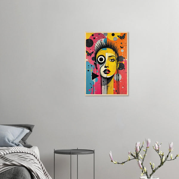 Fragmented Muse - Eclectic Portrait Framed Art - 40x60 cm 16x24″ Wood frame - Wooden Framed Posters