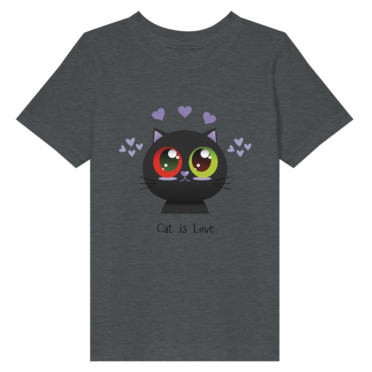 Pawsitively Heartwarming - Cat is Love Tee Edition - Granite Heather - Print Material