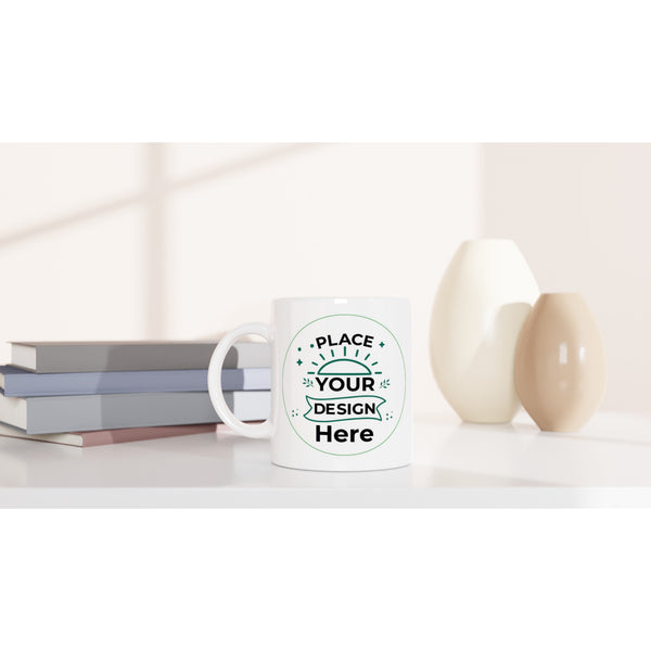 Morning Bliss - Customizable Ceramic Mug with Colored Rim - - Mugs