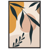 Minimal Leaf Wooden Frame Art – Memory in Every Line - Black frame - Wooden Framed Posters