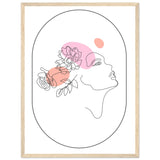 Ethereal Blossom Muse - Framed Line Art Poster - 45x60 cm 18x24″ Wood frame - Wooden Framed Posters