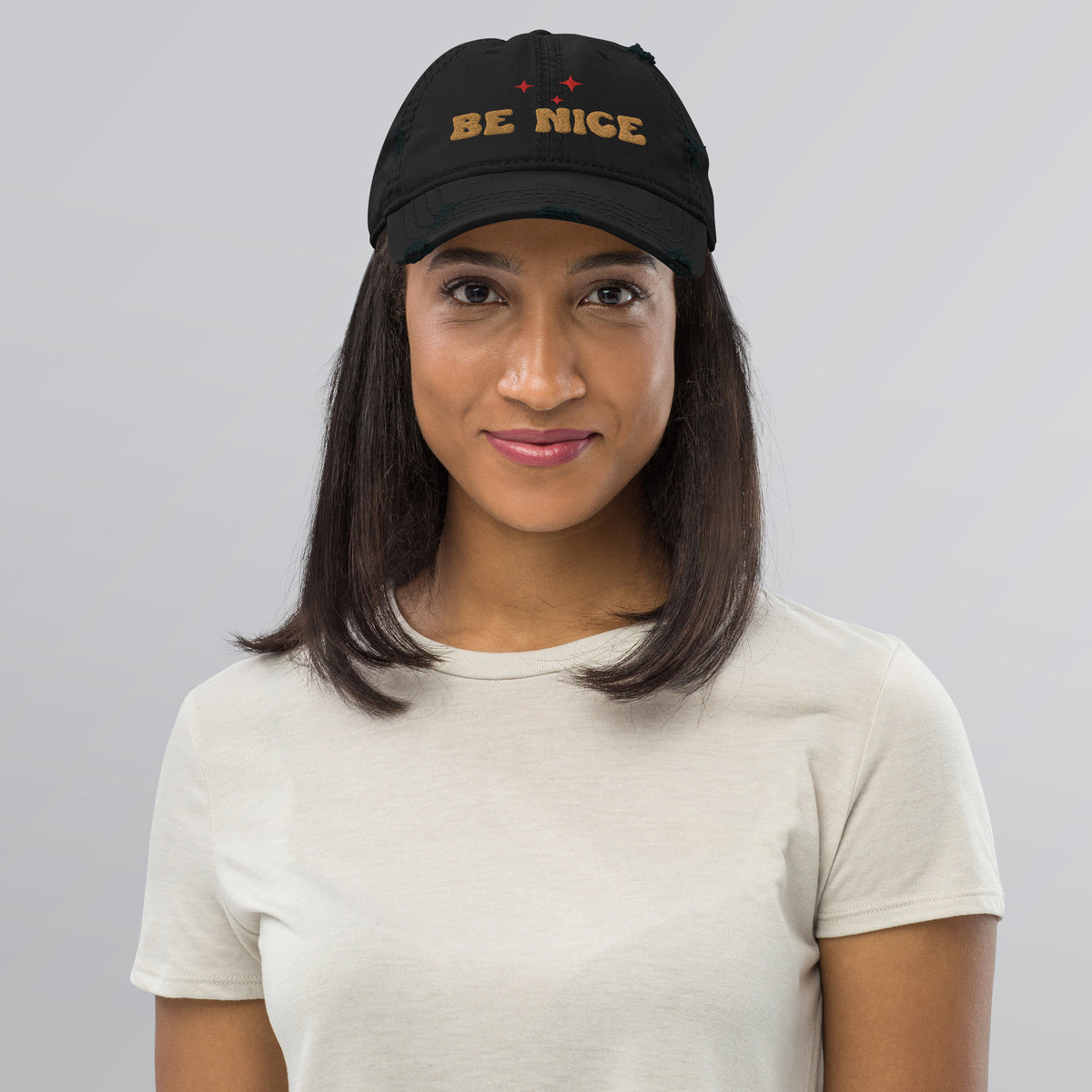 Be Nice Distressed Dad Hat - - Hats