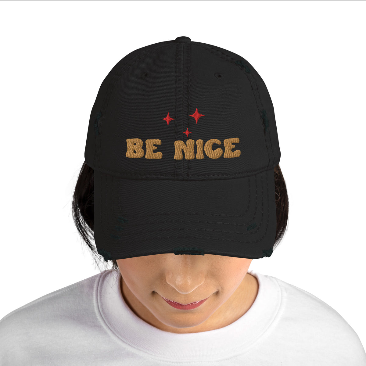 Be Nice Distressed Dad Hat - - Hats