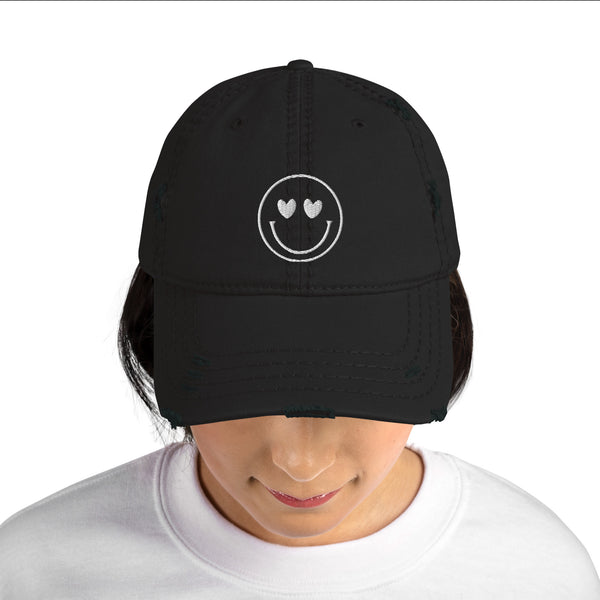 Smiley Distressed Dad Hat - Spread Joy Everywhere - -