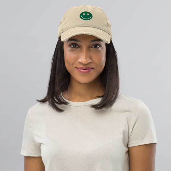 Smiley Face Distressed Dad Hat - -