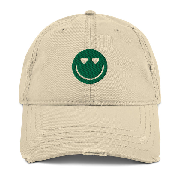 Smiley Face Distressed Dad Hat - -