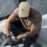 Neon Star Distressed Dad Hat - Khaki -