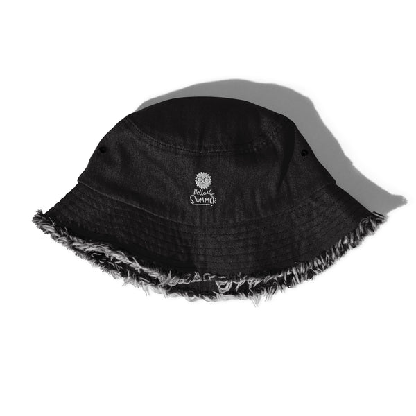 Streetwear Essential - Cool Denim Bucket Hat - Black Denim - Distressed Buckets Hats