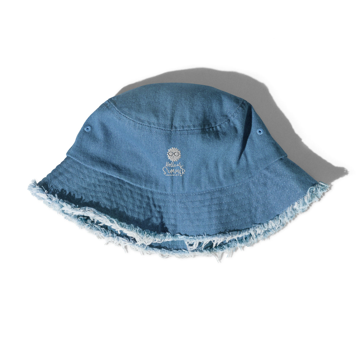 Streetwear Essential - Cool Denim Bucket Hat - Light Denim - Distressed Buckets Hats