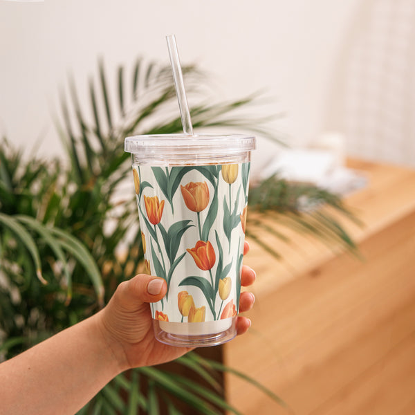 Tulip Tapestry - A Floral Sip of Joy - - Tumblers