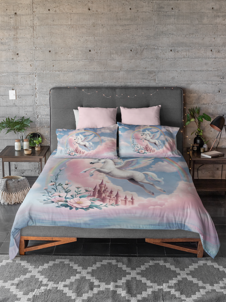 Wings of Fantasy - Cotton Satin Unicorn Bedding - - Blankets