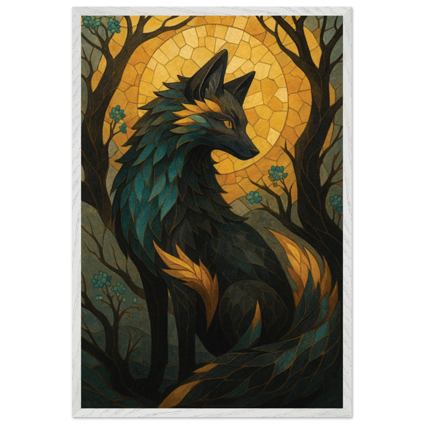 Mystical Fox Wooden Framed Poster - Gift for Art Lovers - - Wooden Framed Posters