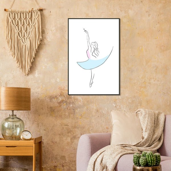 Graceful Dance - Minimalist Ballerina - - Metal Framed Posters