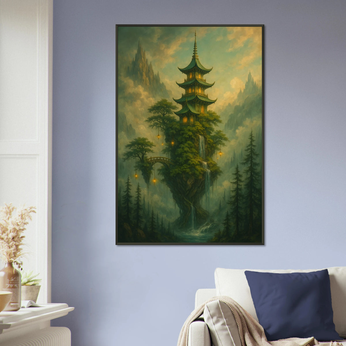 Mystical Pagoda Fantasy - Metal Framed Poster - - Metal Framed Posters