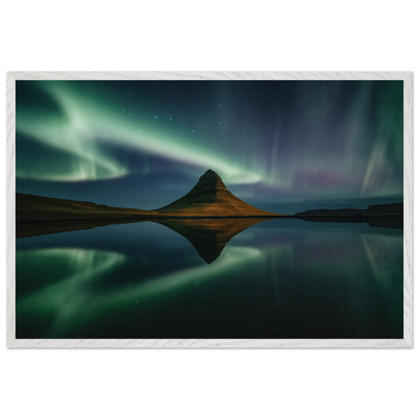 Wooden Framed Poster – Aurora & Mountain Gift - - Wooden Framed Posters