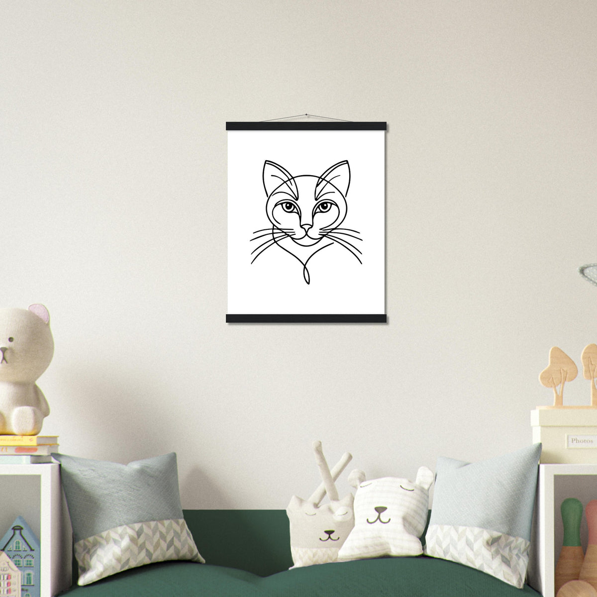 Cat's Gaze - Contemporary Line Art Poster - - Posters With Hanger