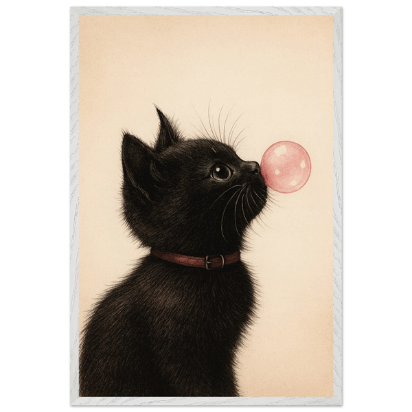 Charming Cat Wooden Framed Poster for Cat Lovers - - Wooden Framed Posters