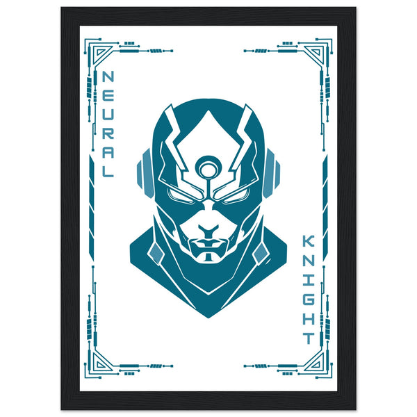 Transform Your Space - "Proton, Neural, Quantum Knights" Poster Set - A4 21x29.7 cm 8x12″ Black frame Neural Knight - Wooden Framed Posters