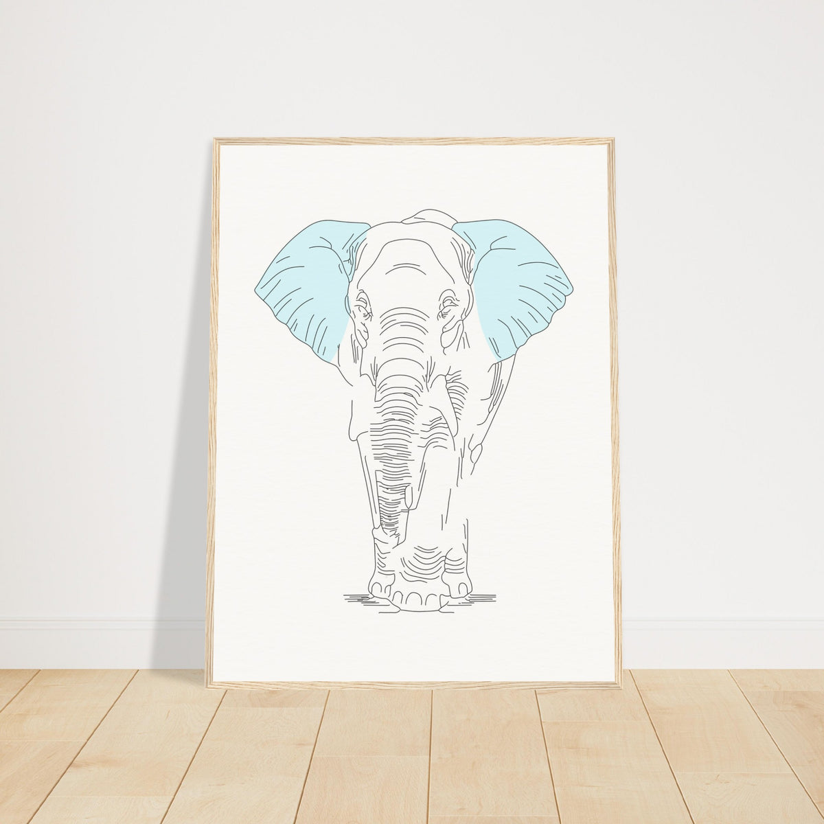 Sublime Serenity - Elephant in Pastel - 60x80 cm 24x32″ Wood frame - Wooden Framed Posters