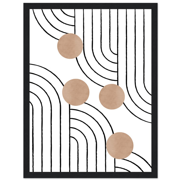 Timeless Elegance - Abstract Line Art with Natural Tones - 30x40 cm 12x16″ Black frame - Wooden Framed Posters