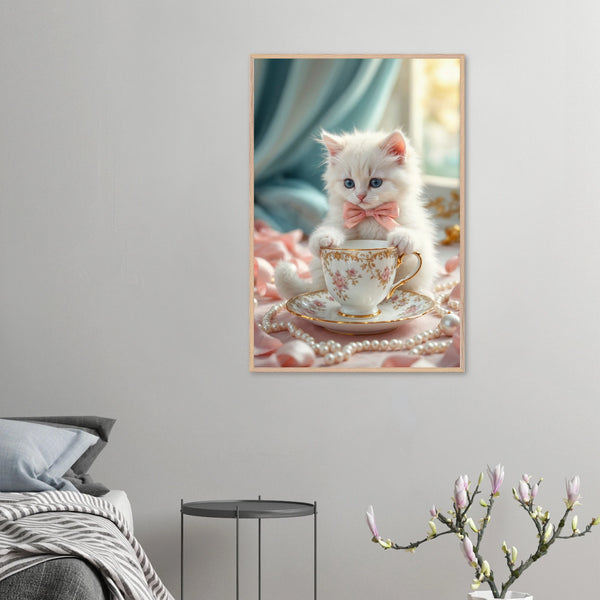 Fluffy Joy in a Frame – Wooden Poster for Her - Wood frame - Wooden Framed Posters