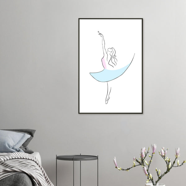 Graceful Dance - Minimalist Ballerina - - Metal Framed Posters