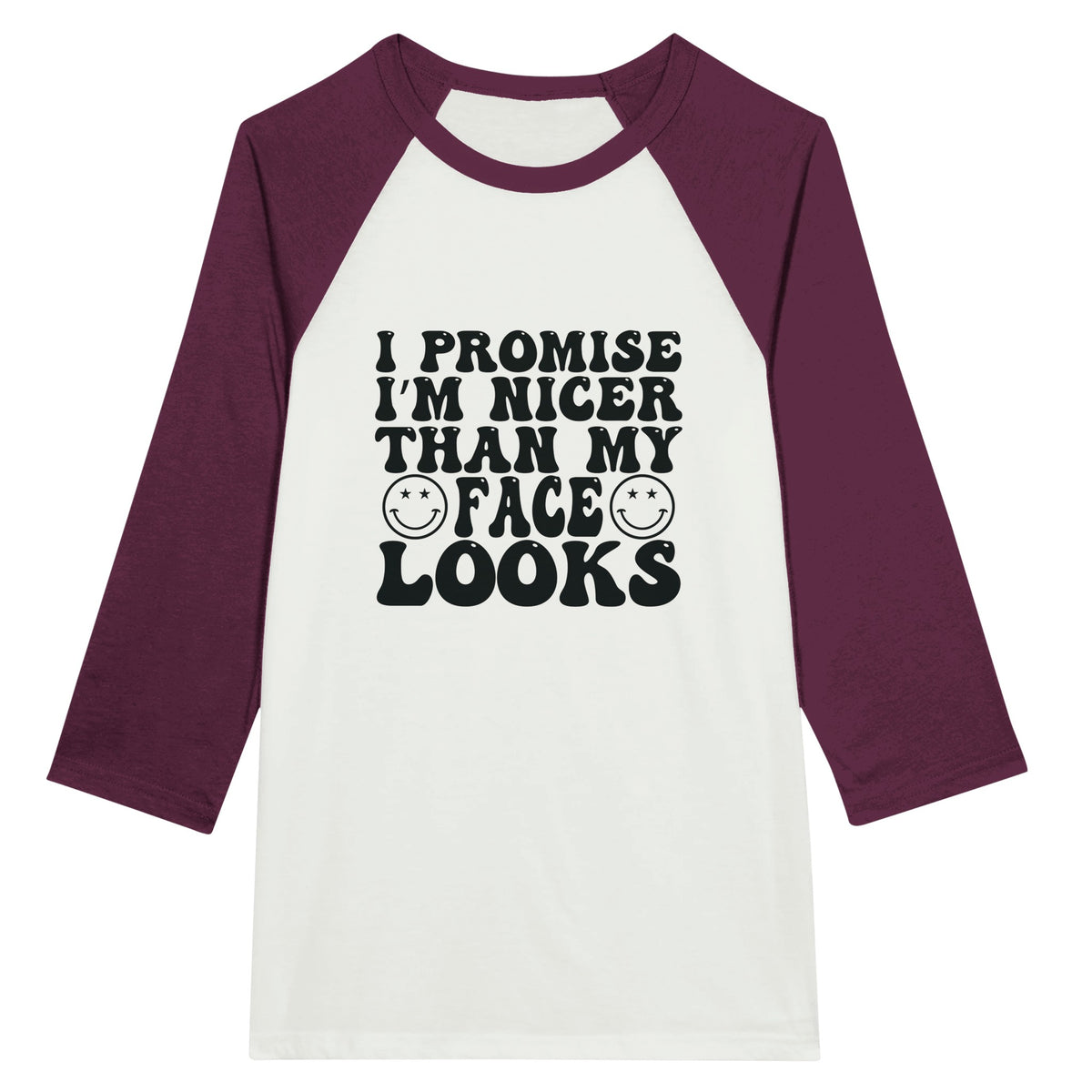 Promises Kept - Unisex 3/4 Sleeve Raglan T-Shirt - White and Maroon -