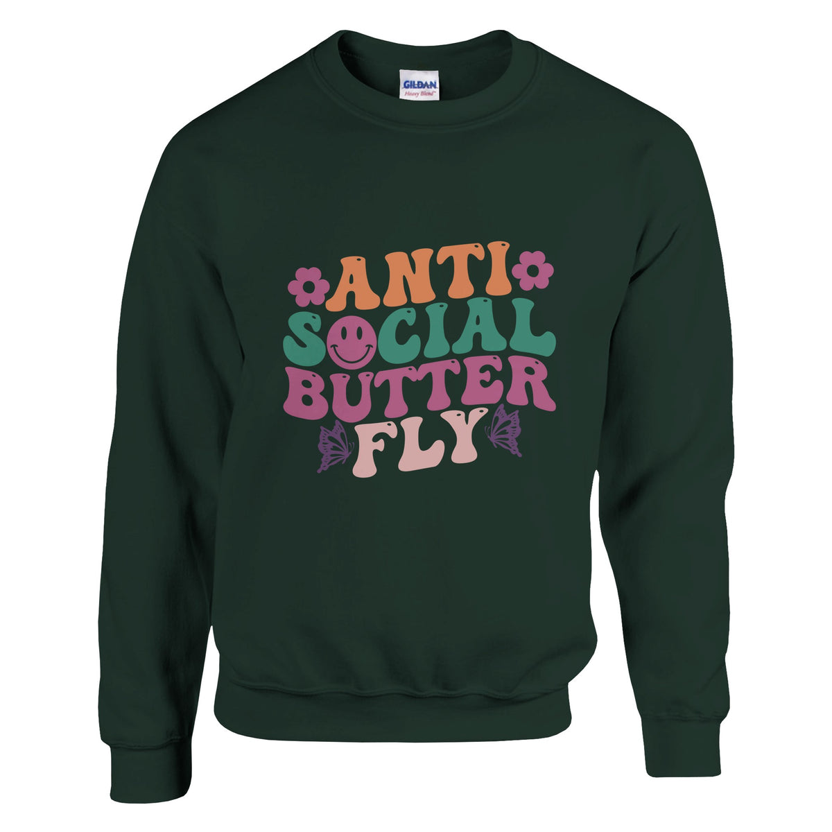 Quiet Confidence - ANTI SOCIAL BUTTERFLY Classic - Forest Green - sweatshirt