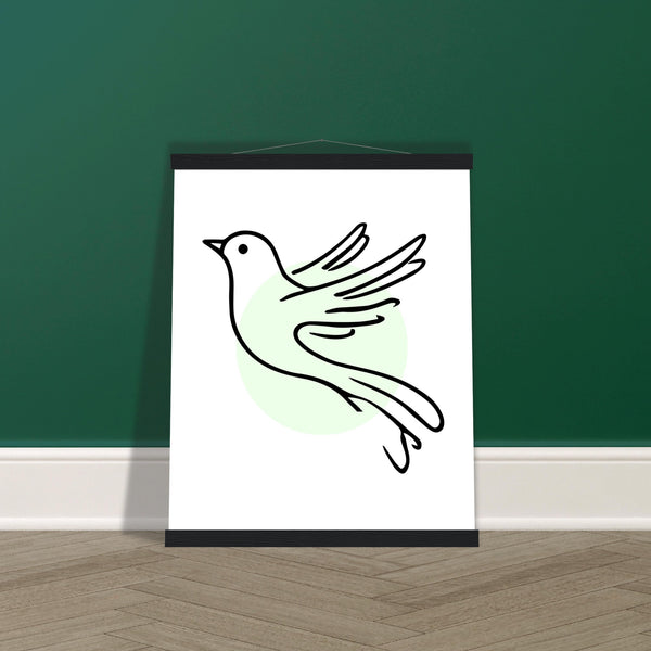 Serene Wings - Bird Art Poster with Magnetic Wooden Hanger - - Posters With Hanger