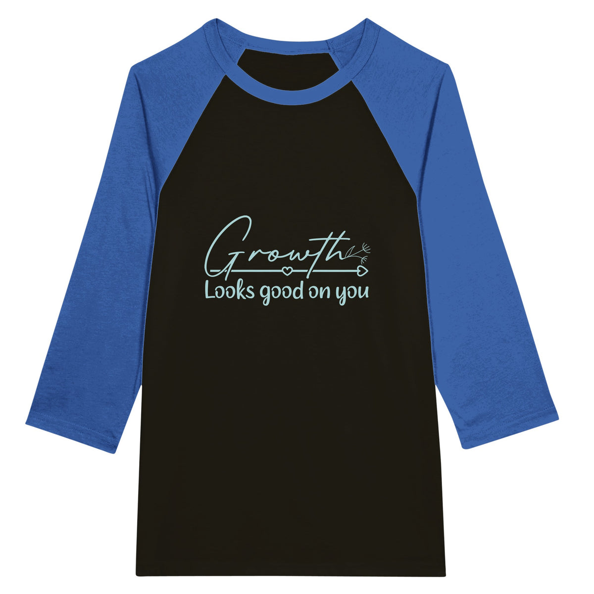 Embrace Growth - Unisex 3/4 Sleeve Raglan T-Shirt - Black and True Royal - T-shirts