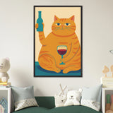 Cheers Cat Framed Poster – Gift Fun & Feline Charm - Black frame - Wooden Framed Posters