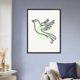 Grace in Flight - Bird Line Art Wooden Framed Poster - 60x80 cm 24x32″ Black frame - Wooden Framed Posters